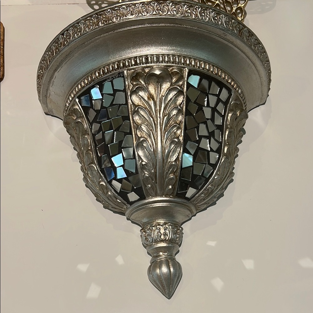 Silver and Black Mosaic Wall Sconce